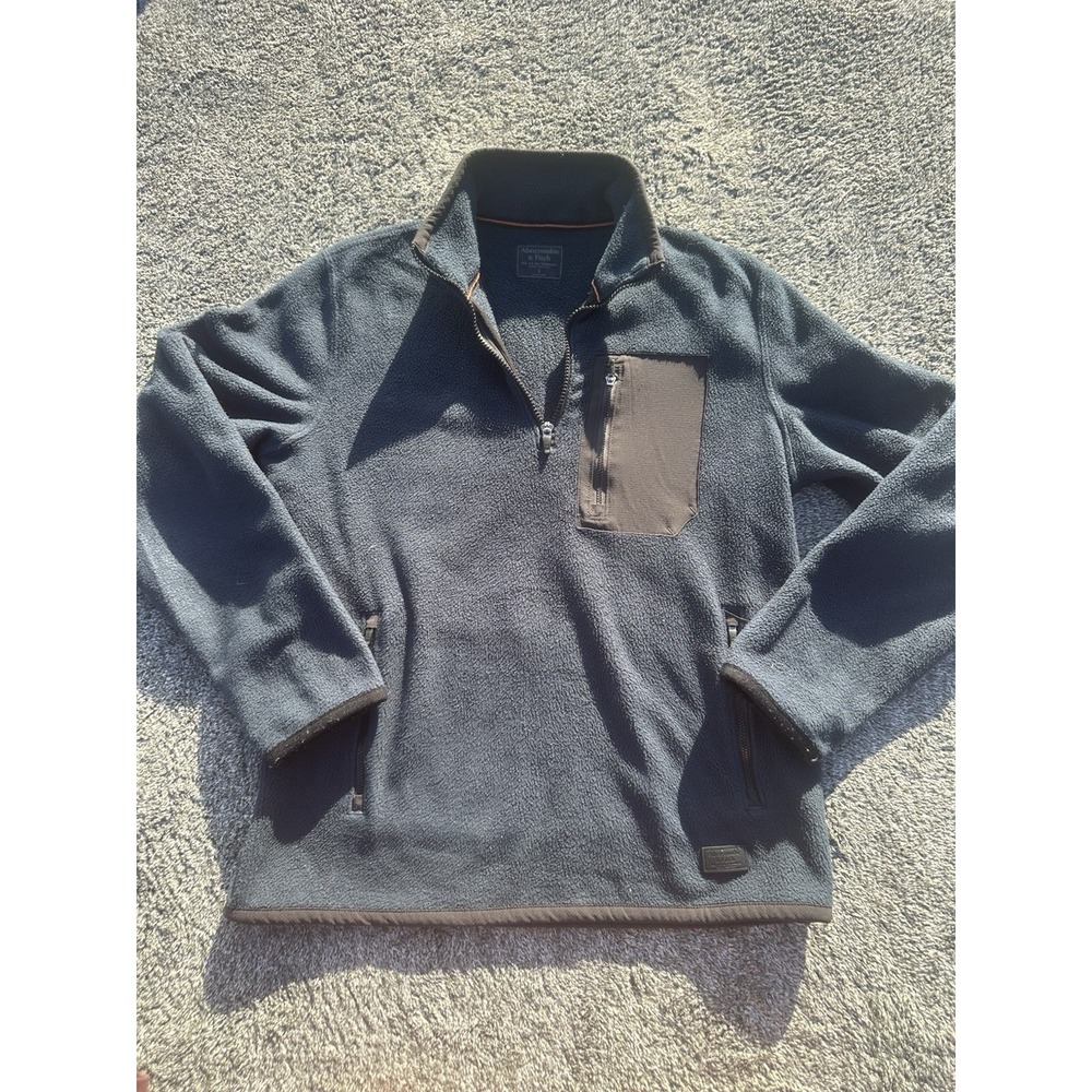 Abercrombie & Fitch Fleece Pullover Mens Small Blue Quarter Zip Outdoor Jacket